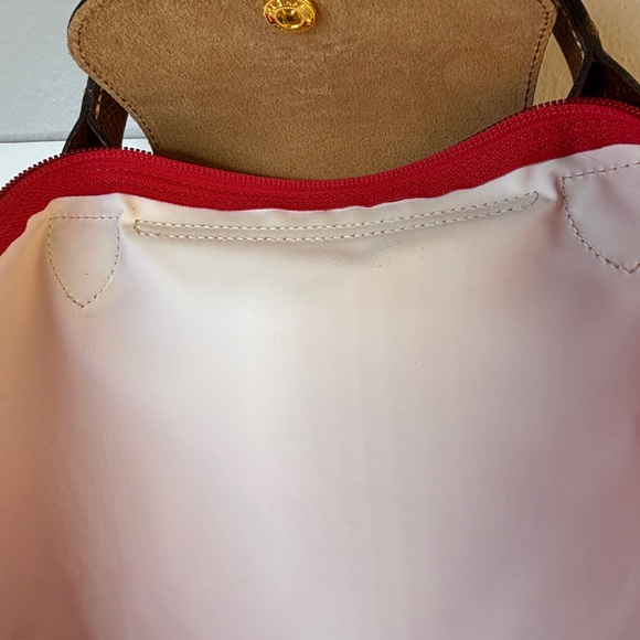 Longchamp Le Pilage XL Red Tote Bag with Brown Leather Accents LIKE NEW!!! - Picture 7 of 12